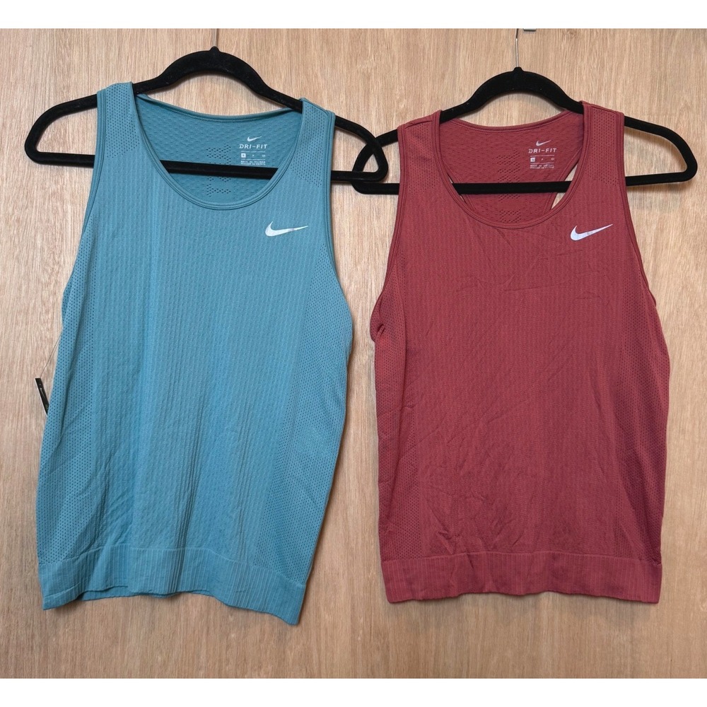 Nike Dri-FIT Infinite Running Tank Top Bundle Small Teal Burgundy BV3909 NWT EUC
